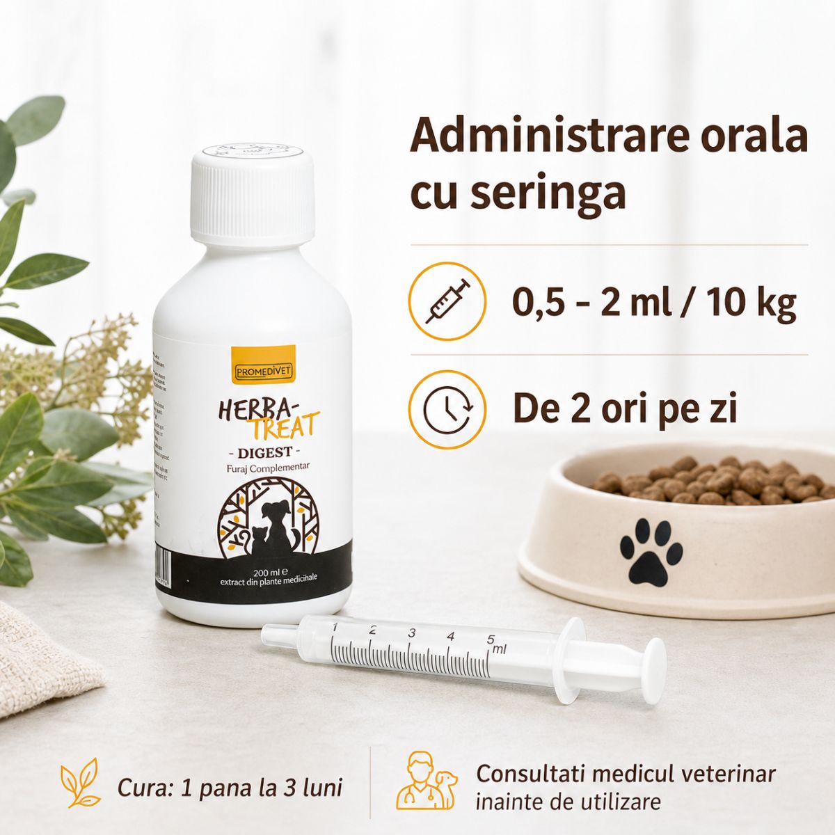 PROMEDIVET Herba-Treat Digest Hepatoprotector, supliment sistem digestiv câini, suspensie orală PROMEDIVET Herba-Treat Digest Hepatoprotector, XS-XL, supliment sistem digestiv câini și pisici, flacon, 200ml suspensie orală - imagine 6